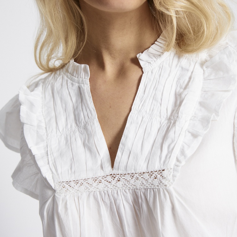 V-neck frill blouse "Ilona" White